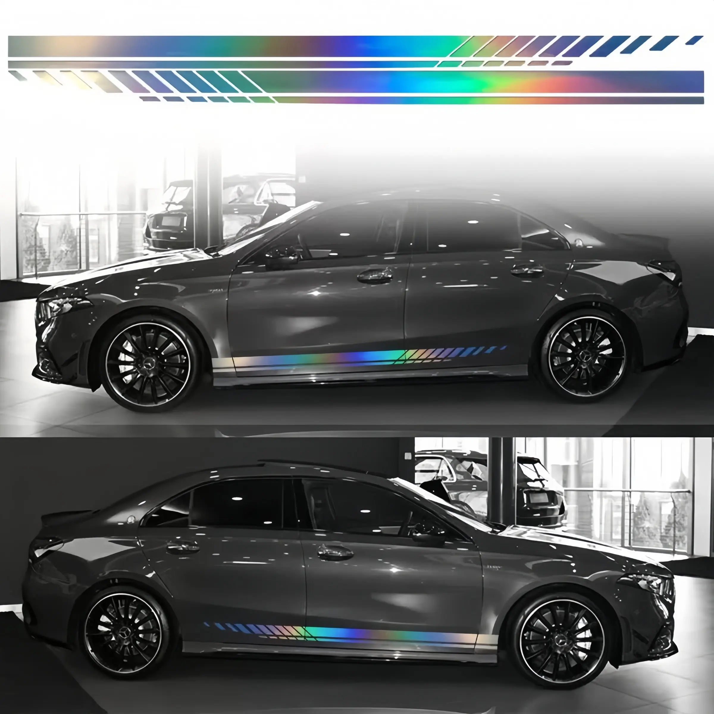 1 Pair Car Reflective Stickers, Racing Body Side Stripe Decals, Modifiedstripe Decorative Stickers, Car Vehicle Decoration for All Cars & Suvs，Caraccessory