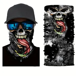 5 Pieces Seamless UV Protection Neck Gaiter with Skull Pattern - Windproof, Sweat-Absorbent, Quick-Drying Polyester Scarf, Suitable for Motorcycle, Cycling, Running - Perfect for Halloween, Day of the Dead, Easter and Outdoor Adventures