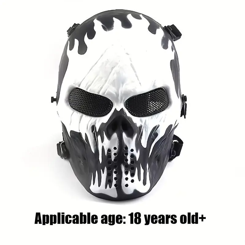 Halloween Skeleton Mask - Black And White Camouflage Design for Ages 18+ Durable Polyester Outdoor Cycling, Suitable for Parties, Cosplay, Themed Events, And Role-Playing Accessories Skeleton-Shaped Mask | Halloween Costume