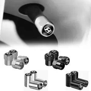 4pcs Aluminum Alloy Tire Valve Caps for Hyundai Elantra Sonata Tucson Santafe Accent, Dustproof Air Nozzle Covers, Automotive Car Accessories