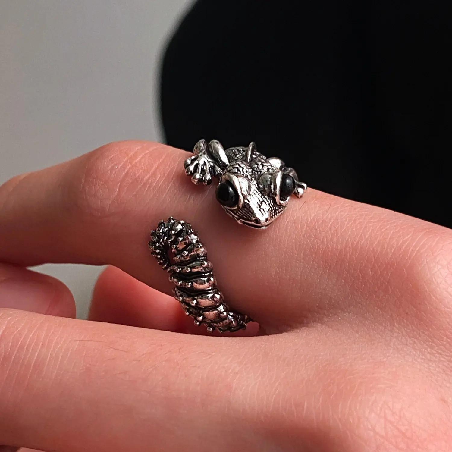 Gothic Cute Animal Lizard Ring, Fashionable Hip-hop Women Punk Halloween Jewelry Gift, Trendy Men's Lizard Ring