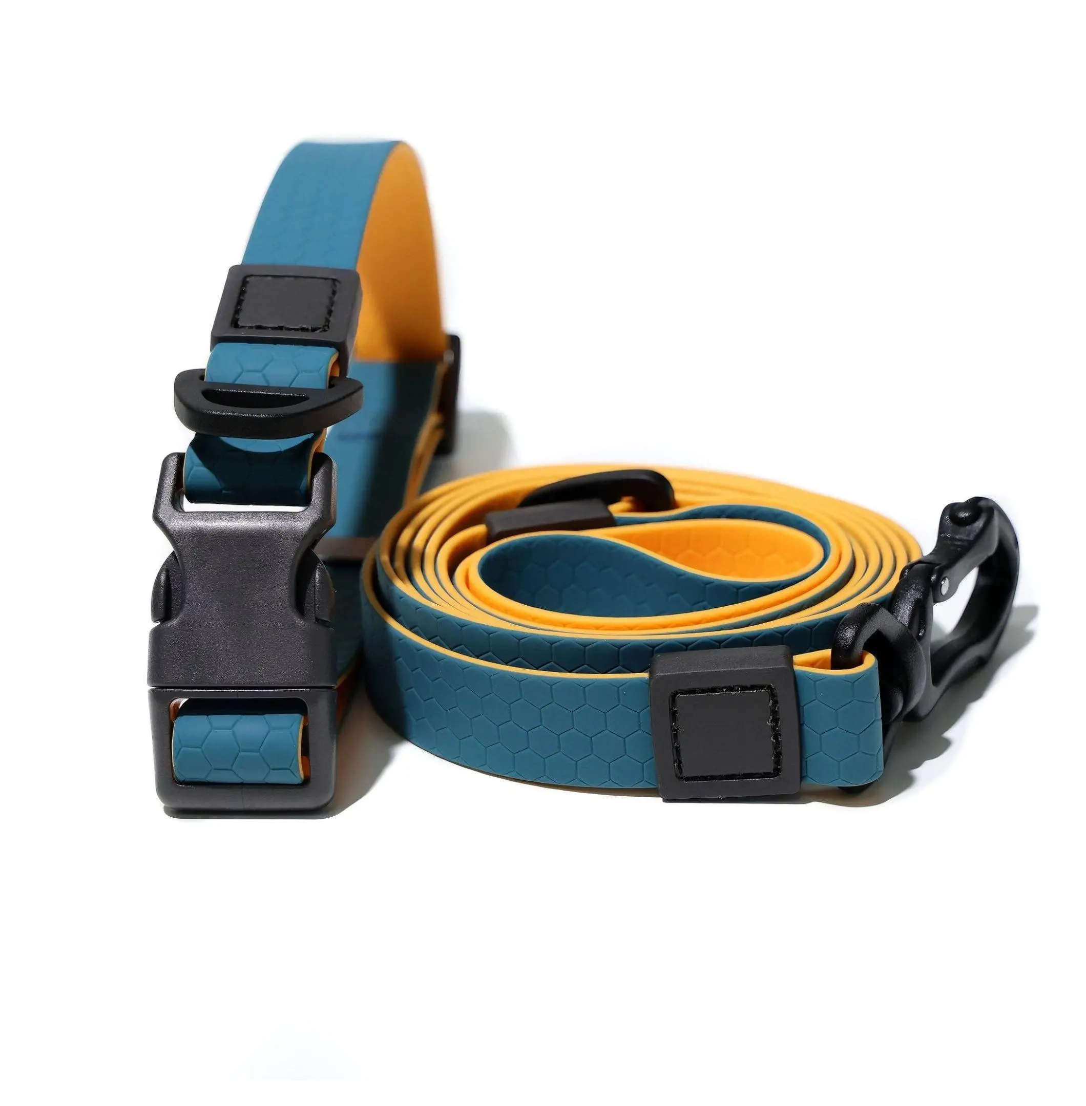 Waterproof Dog Leash & Collar Set | Heavy Duty TPU Training Lead - Honeycomb Grip, Adjustable, Quick Release Buckle for Small, Medium, Large Dogs