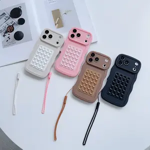Phone Case - This Stylish Wave-Patterned Phone Case Is Compatible with Iphone 17/17 Pro/17 Pro Max/17 Air/16 Pro Max/16 Pro/16/15/14/13/12/11 Series. It Features a Creative Multifunctional Design (Suction Cup/Phone Case) That Can Be Strongly Adhered