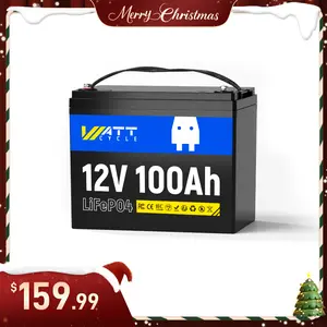 WattCycle 12V 100Ah LiFePO4 Lithium Battery - BCI Group 24, 15000 Cycles, Built-in 100A BMS, Low-Temperature Protection - Ideal for RVs, Golf Cart, Home Energy Storage, Boats , Marine Applications ,Camper, Van, Marine,Maintenance-Free