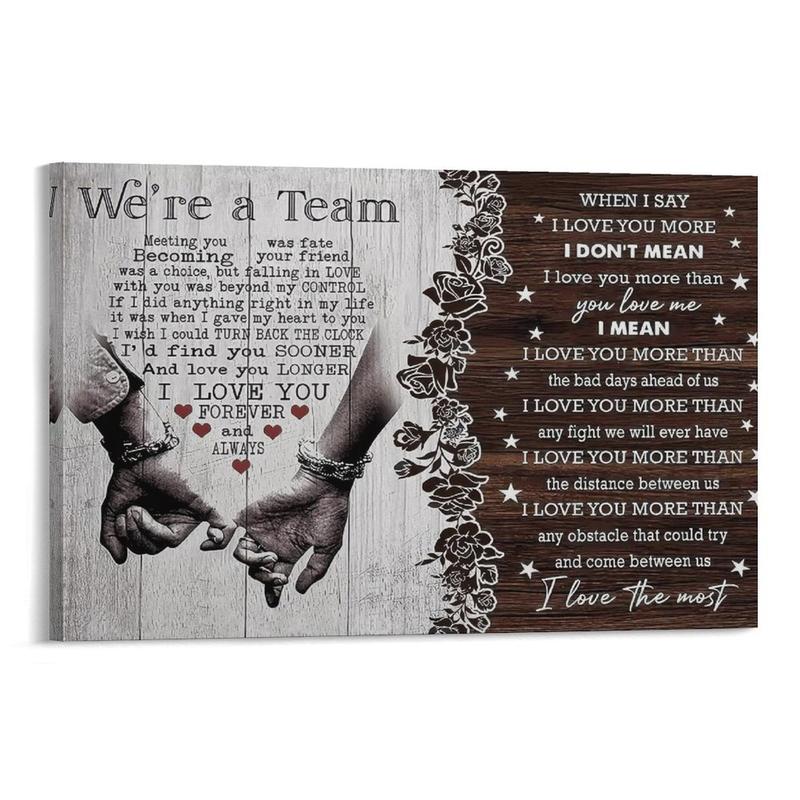 Personalized We're a Team Couples Wall Art Poster, Christmas Birthday Festival Anniversary Gift for Him Her Husband Wife, Wall Decor for Office Living Room Home