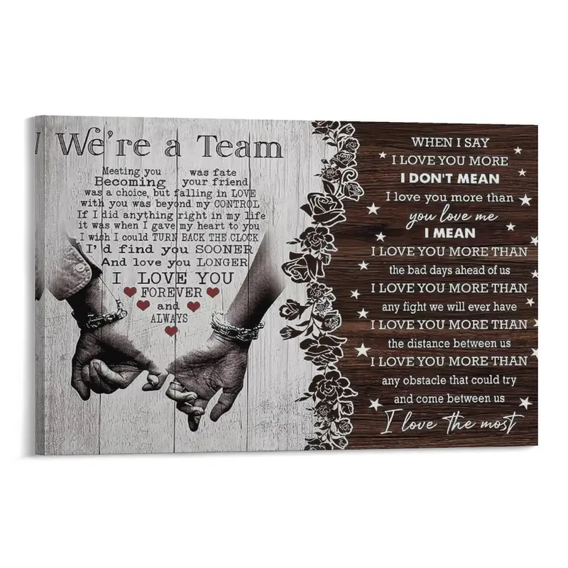 Personalized We're a Team Couples Wall Art Poster, Christmas Birthday Festival Anniversary Gift for Him Her Husband Wife, Wall Decor for Office Living Room Home
