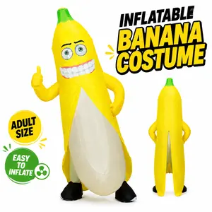 Inflatable Banana Costume for Adults, Funny Blow Up Banana Costume, Giant Fruit Mascot Outfit for Halloween, Costume Parties, Cosplay and Festivals