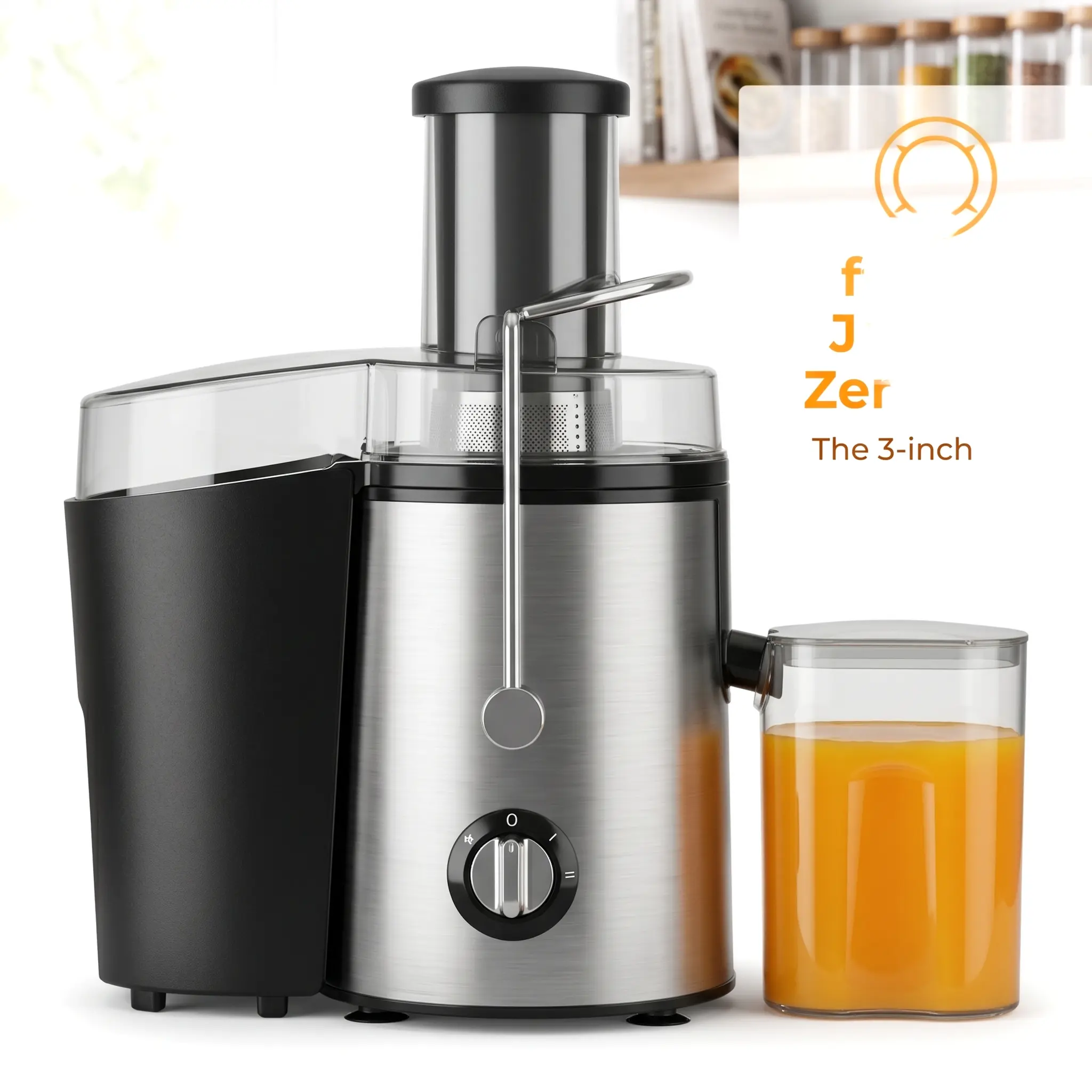 Summerwins Multi-Function Centrifugal Cold Press Juice Extractor - 3-in Large Opening, No Fruit Cutting Needed, 2 Speed Settings, Reverse Function, Dry Pulp with Pulp Container, Less Waste, More Juice, Morning Boost Smoothie Maker