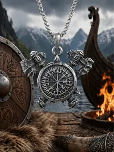The Armored Kingdom Viking Odin Axe Trinity Knot Shield Pendant Necklace-Stainless Steel-Durable-Viking-Medieval-Jewelry