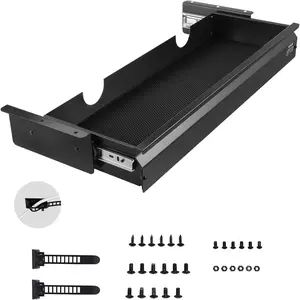 VEVOR Under Desk Drawer Slide Out, 26 inch Under Desk Mounted Pull-out Drawer Attachment, Hidden Under Counter Drawers for office Home Sit Stand Workstation, Black