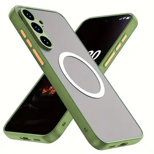 Magnetic matte hybrid shock-absorbing Shockproof protective soft phone case Protector for Galaxy S25 S25 Plus S25 Ultra S24 FE A17 A07 A06 A56 A36 A26 A16 A05S A05 A55 A35 A15 A54 A14 back cover, compatible with wirless charging