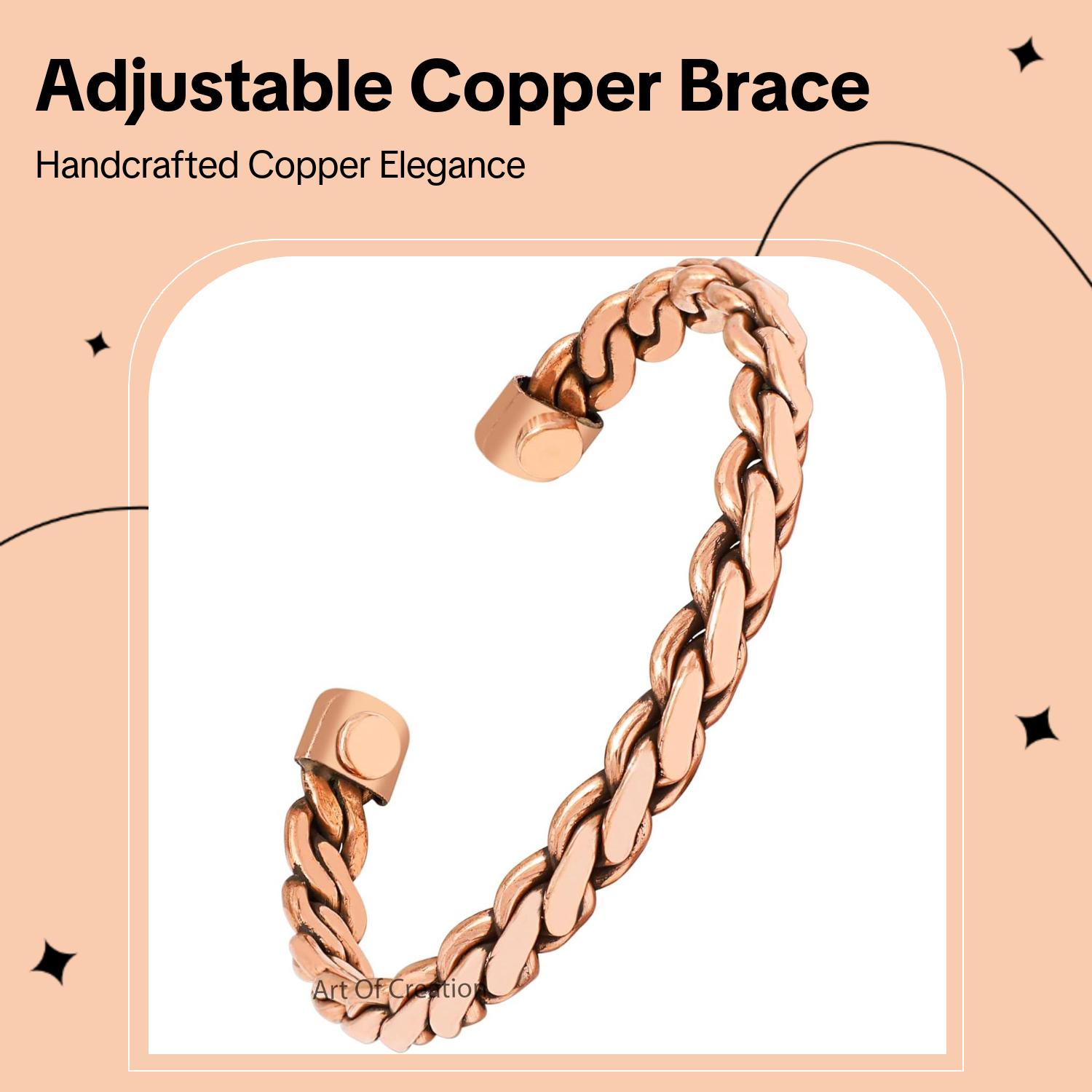 Handmade Pure Copper Bracelet For Unisex Adjustable Bracelets | Cuff And Kada For Men and Women |
