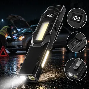 Rechargeable EDC Tactical Flashlight - 1500 Lumens Dual Lighting, 9 Modes, Red/Blue Warning Lights, LCD Battery Display, USB-C Charging/Discharging, Sturdy Waterproof, Metal Clip - Ideal for Outdoor Camping, Car Repairs
