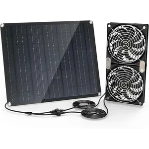 30W Solar Panel Fan Kit Solar Exhaust Ventilation Fan Suitable for Small Chicken Coops Greenhouses Sheds Pet Houses