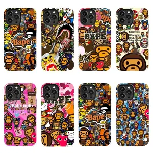 BAPE Baby Milo Cartoon Monkey Print Phone Case — Y2K Street Graffiti Aesthetic Style — Compatible with iPhone 11–17 Pro MaxPlus  Shockproof, Full-Coverage Soft Silicone Protective Case