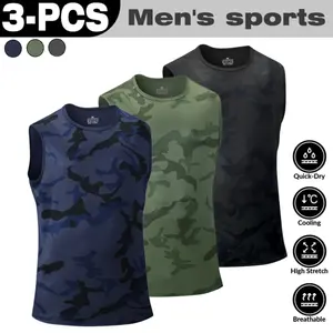 2026 Summer Thin Sleeveless Vest Ice Silk T-Shirt Men's Sports Outdoor Jersey Short Sleeve Round Neck Quick-Dry Top