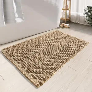 Bathroom Floor Mat,Boho Bath Mat,Super Absorbent Bath Mat,Bathroom Rugs Non Slip Washable, Quick Dry Shower Mats, Ultra Soft Bath Mat Towel,Brown,18"*30" BULULOM