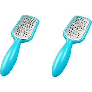 2 count. Stainless Steel Mini Grater Cheese Garlic Nutmeg  5"  (Blue)