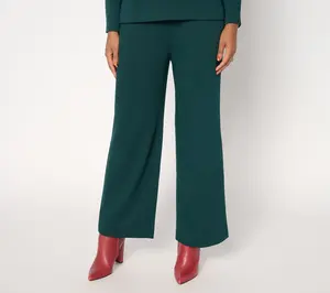 Joan Rivers Petite Knit Herringbone Wide-Leg Pants