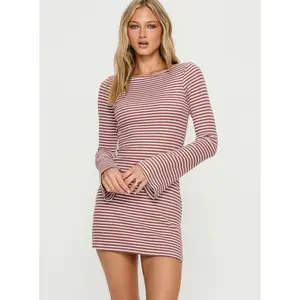 Bryanna Long Sleeve Mini Dress Cherry Stripe