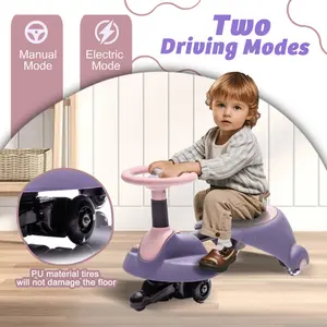 6V Kids Ride On Electric Wiggle Car,flashingwheels,Shock absorbing PU wheel,Retractable,steering wheel rotates 360,Two-speed adjustment,Bluetooth,Provide aspeed of 1.86-3.11MPH for kids aged 3+. wiggleride car