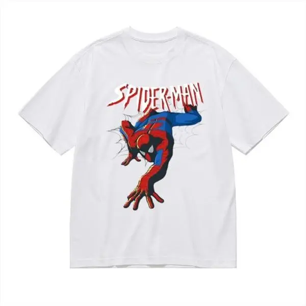 Marvel Spider-Man Graphic T-Shirt, Cotton Crew Neck Short Sleeve Streetwear Tee With Classic Web Print, Comfort All-Match Fashion Top For Men Women Teens