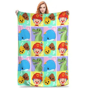Warm Soft BlanketsBoy Girl Camping Cute Cartoon P-Plim Throw Blanket Flannel Bedspread For Bedroom Novelty Sofa Bed Cover