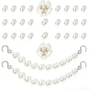 Set of 26 Cute Pearl Bling Shoe Charms,Flower Pearl Shoe Decoration Accessories for Women,DIY Own Style Sandal Chains Accessories