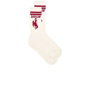 Darlin Roundup Sock in Ivory & Red