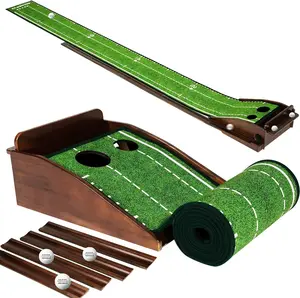 Putting Green Indoor Mat Outdoor Golf Putting Mat with Automatic Ball Return - Ideal for , Office, and Outdoor Use