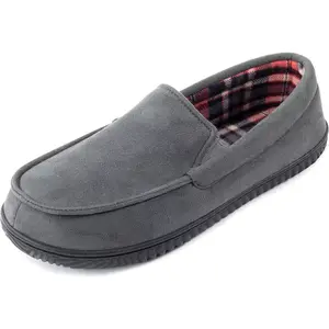 RockDove Men's Flannel Lined Memory Foam Loafer Slipper, Size 11 US Men, Charcoal