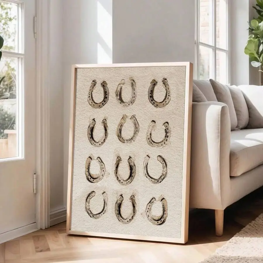 1pc Unframed Western Horseshoes Canvas Poster Vintage Cowboy Cowgirl Rustic Wall Art Print Minimalist Aesthetic Decor Retro Painting For Dorm,Living Room,Bedroom,Modern Home Decoration Artistic