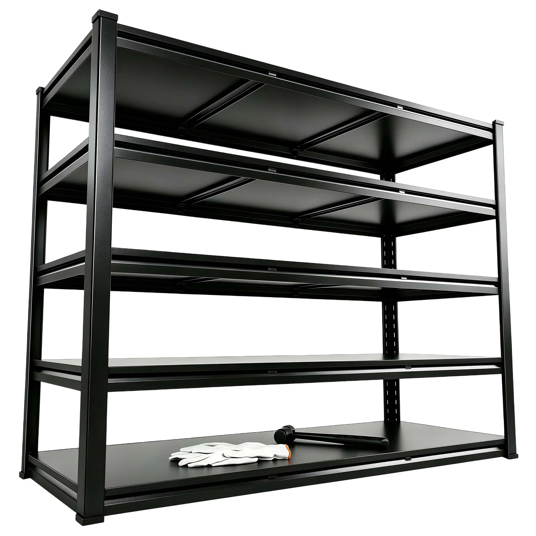 5-Tier Black Metal Organizer Shelving Unit - Heavy-Duty Bolt-Free Adjustable Storage Rack, 2010-Lb Capacity, for Garages, Basements, Pantries