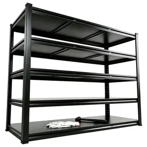 5-Tier Heavy-Duty Shelving Unit, Metal Storage Rack with 2, 010-Pound Capacity, Adjustable Bolt-Free Garage Shelving, Practical Storage Solution for Basements, Pantries, Kitchens, And Warehouses, Black Storage And Organization