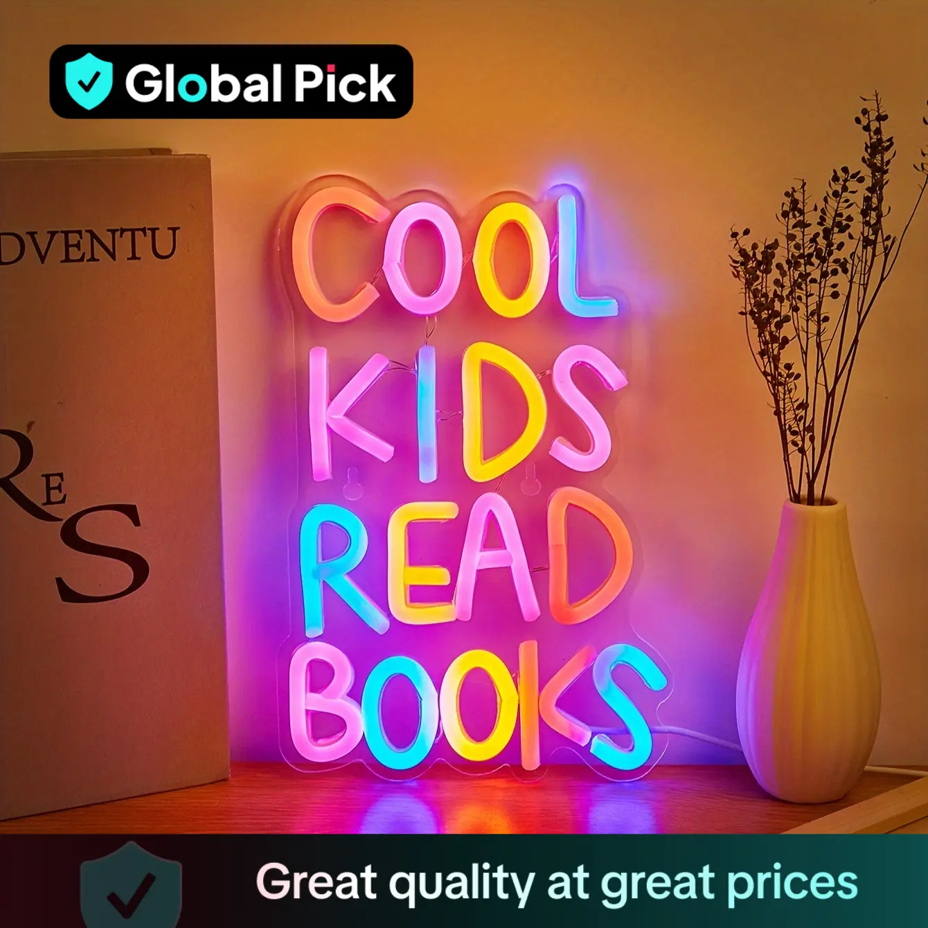 Neon Alphabet Letter Light for Kids Room Decor, USB Powered Indoor Lighting Gift for Girls Boys Birthday Christmas Present