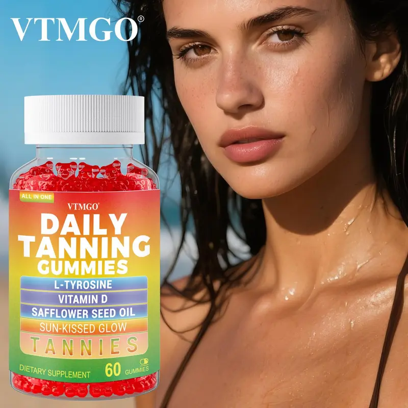 VTMGO-Tanning Gummies Antioxidant:Natural Tanning Supplement WithAstaxanthin Lycopene & BetaCaroteneSupports Radiant Light Beige. Skin Fitness