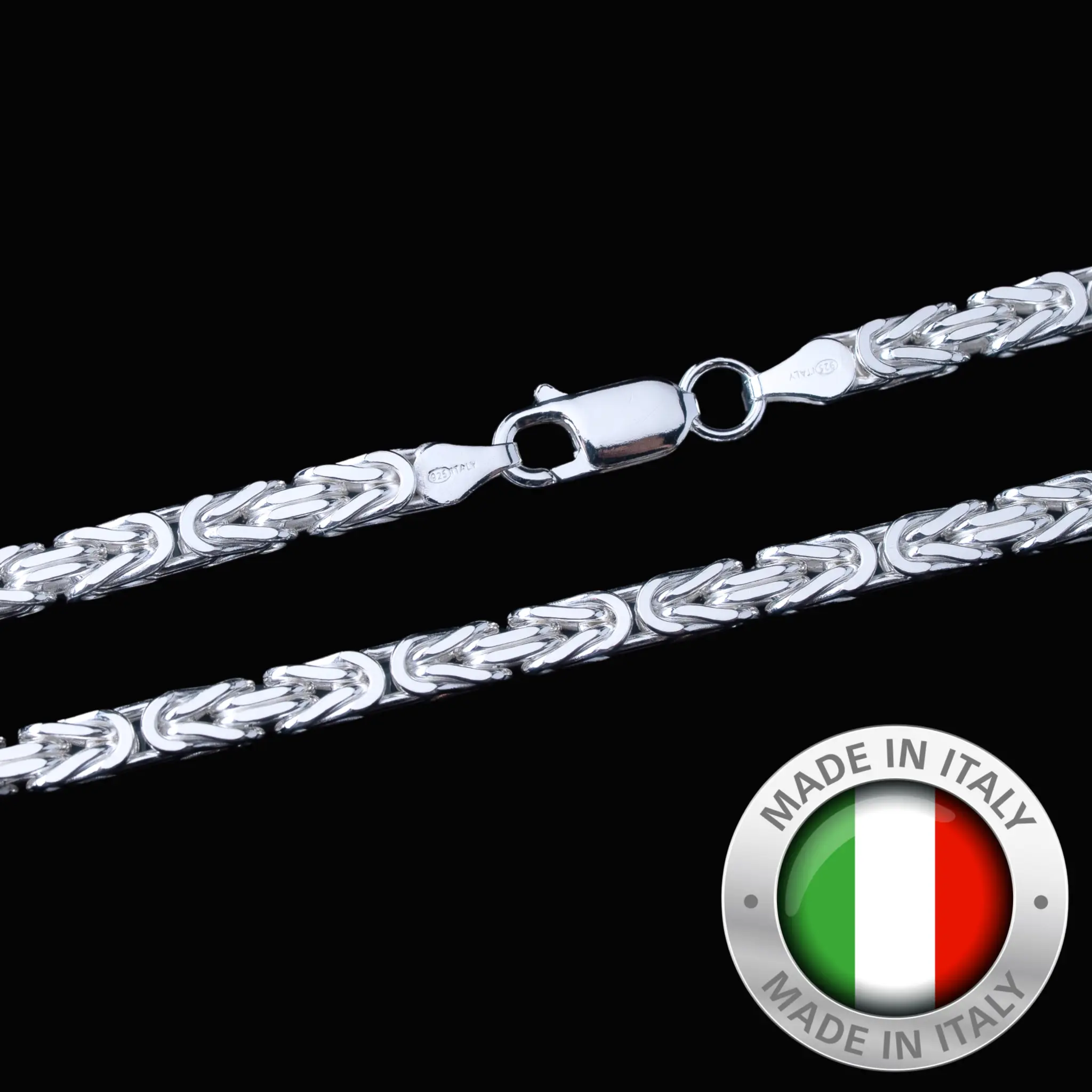 4MM Byzantine Chain Real Solid 925 Sterling Silver Handcrafted in Italy