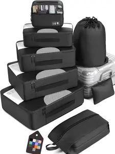 8 Set Packing Cubes for Suitcases, Travel Essentials for Carry on, Luggage Organizer Bags Set for Travel Accessories in 4 Sizes (Extra Large, Large, Medium, Small), Black
