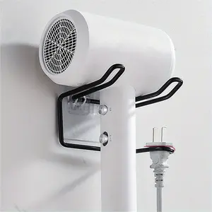 1pc Hair Dryer Holder Rack Wall Mounted Hair Straightener Dryer Holders Bathroom Organizer Storage Rack Shelf Bathroom Accessories Hanging Hook