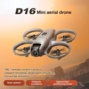 Mini Drone for Kids & Beginners, D16 Foldable FPV Drone with Dual Camera, 360° Full Protection, Obstacle Avoidance, 180° Adjustable Lens, Optical Flow Hover