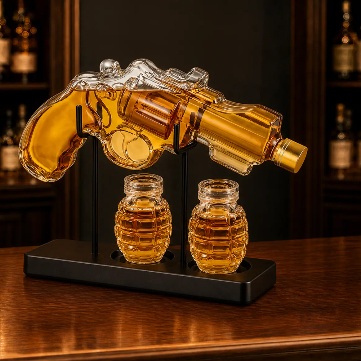 Kollea Military Style Whiskey Decanter Gift Set with Luxury Gift Box&Shot Glass,Bar Party Drink Container & Man Cave Decor,Gifts for Men and Women,Perfect Presents for Retirement,Birthday & Anniversary,Empty Decanter,No Alcohol Included,Home Decor