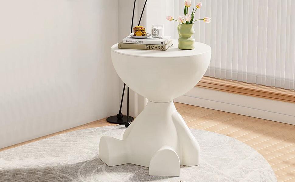 Circle Side Table Small Modern Bowl-Shaped Coffee Table Sofa End Table Nightstand for Living Room Bedroom Modern Bedside Home Decor