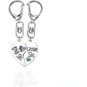 Matching Keychains for Big Sis Little Sis Gifts for Sister Birthday Gifts from Sister Keychains for 2, Christmas Gift for Sister Puzzle Keychain for Big Sis Lil Sis