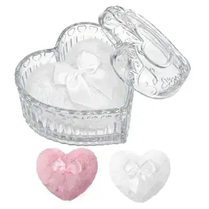 Body Powder Puff and Crystal Case Container Soft Velour Washable Reusable for Face & Body Wet Dry Makeup Application fake mink Luxury Glass Organizer with Lamp Sensor Motion tiktokshopspringglowup