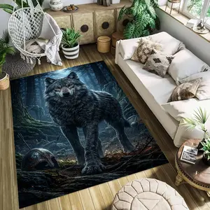 Wolf Shadow in the Dark Forest Stylish and creative printed rugs, hallway/balcony rugs, bathroom/entrance doormats, home décor, living room/bedside rugs, Halloween/Christmas/birthday gifts.