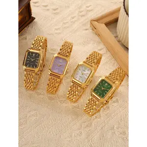 4-piece Women's Durable Watch Set, Square Dial Fashionable Party Watch, Stylish Gift for Birthday, Mother's Day, Valentine's Day, Elegant Accessory for Women, Mom, Daughter & Girlfriend, Jewelry, Exquisite Casual Analog Quartz Watch