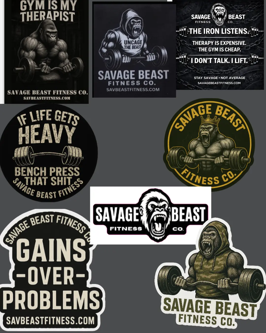 Motivational Gym Stickers Pack for Lifters - Discipline, Grit, Heavy-Duty, High-Definition Prints, Savage Beast