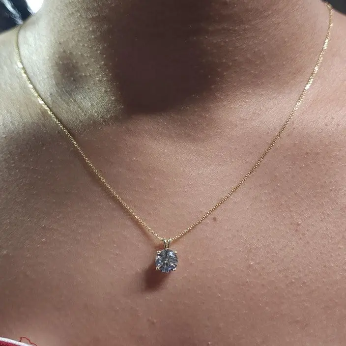 14Kt Gold 1 Ct Lab Grown Diamond Pendant Necklace