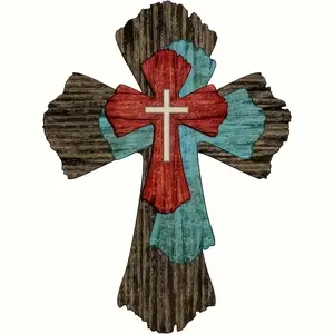 Handmade Wooden Wall Cross, Religious Symbol, Decorative Home and Outdoor Faith Hanging Ornament, Spirituality Artwork, Indoor Worship Display