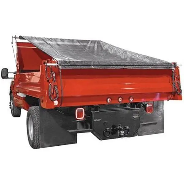 Truck Bed Dump Tarp Roller Kit with Bed Covering, 7x12 ft 1000D Polyester Mesh Tarp, UV Inhibitors, Double-Stitched Hem, Full Perimeter Brass Grommets, Aluminum & Zinc-Plated Hardware, 2" Nylon Webbing, 7 X 12 Ft